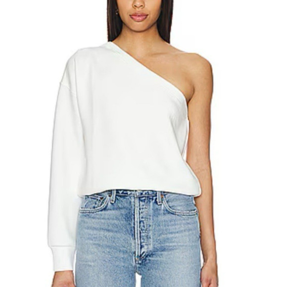 Spanx AirEssentials Sweatshirt One Shoulder Long Sleeve White XL Butter Soft - Picture 7 of 9